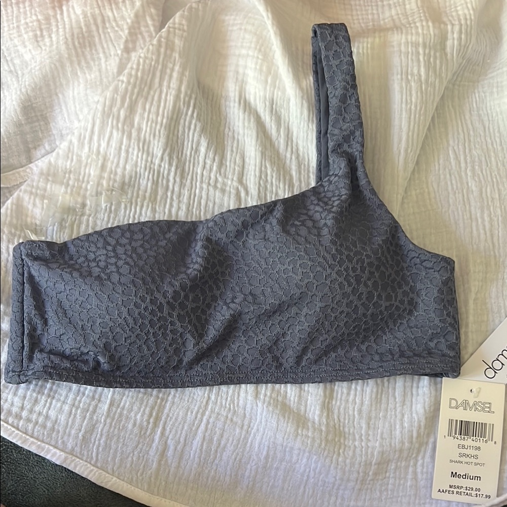 Damsel Dark Gray One-Shoulder Bikini Top